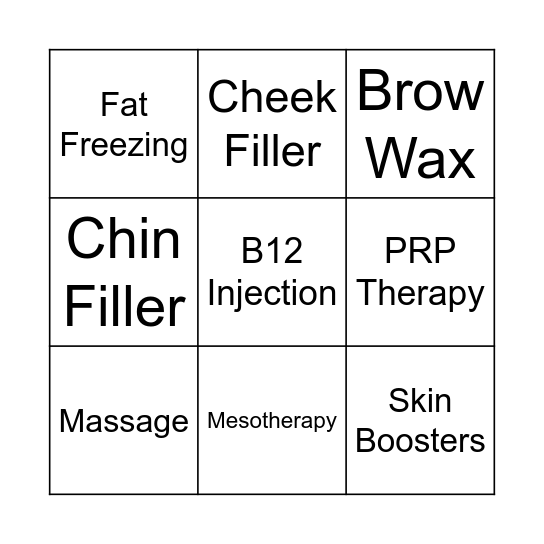 Atlas Cosmetics Bingo Card