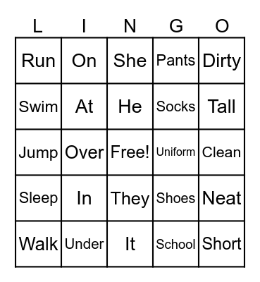 Language Bingo Card