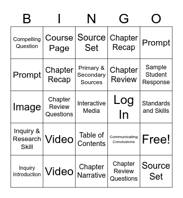 Traverse Guided Navigation Bingo Card