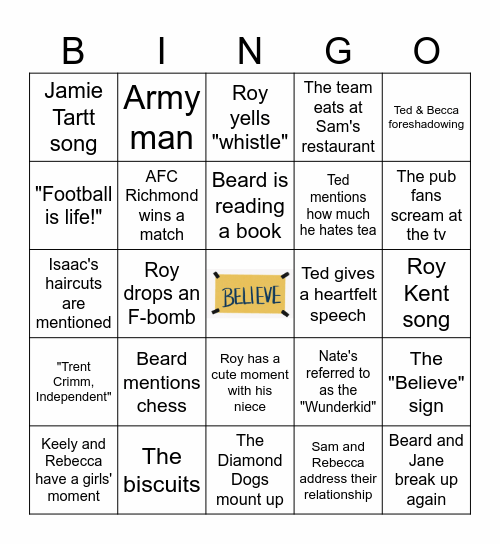 Ted Lasso Bingo Card