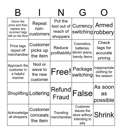 LP Bingo Card