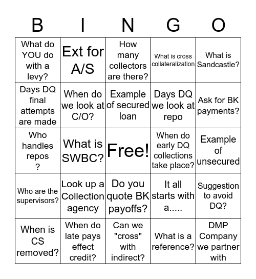 Account Solutions Bingo Card