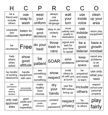 PBIS Bingo Card