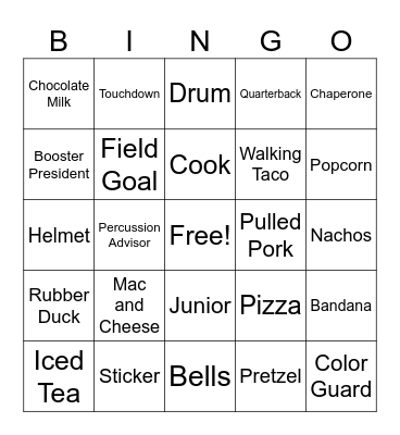 MARCHING BAND BINGO Card