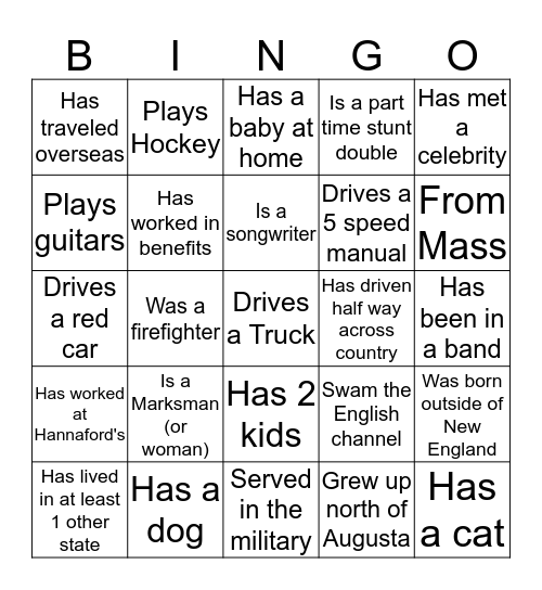 Getting to Know you Bingo! Bingo Card