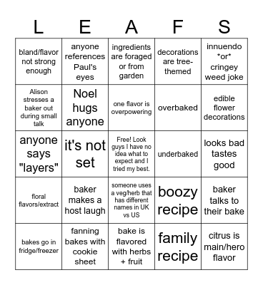 Botanical Week 2023 Bingo Card