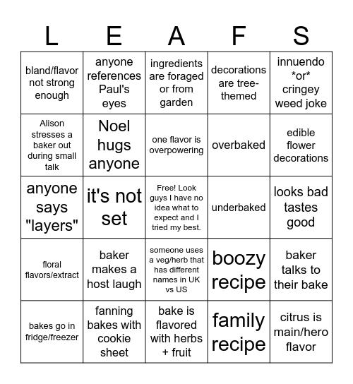 Botanical Week 2023 Bingo Card