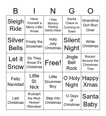 1. Christmas Songs - Regular Bingo Card