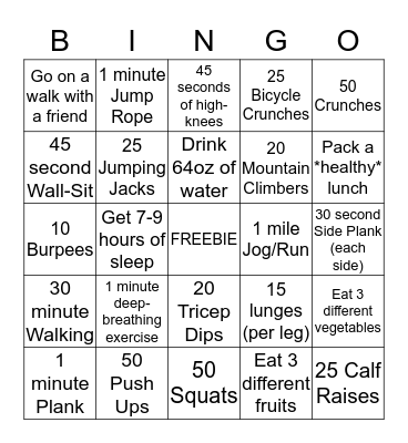 Springo Bingo Card