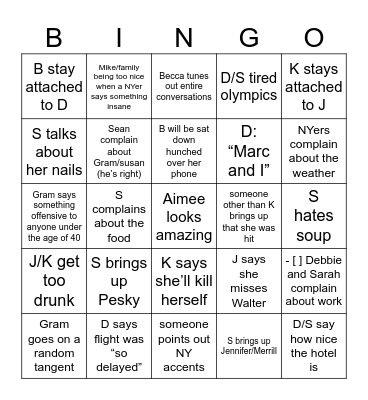 Family Bingo - Wedding Edition Bingo Card