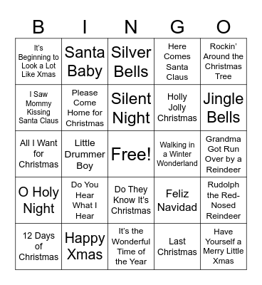 1. Christmas Songs (Regular) Bingo Card