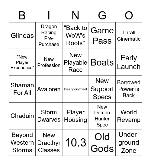 BlizzCon Bingo Card