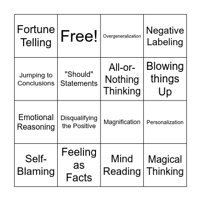 Cognitive Distortions Bingo Card