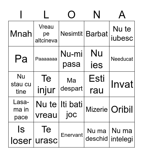 Ilona Bingo Card