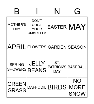 SPRING TIME! Bingo Card