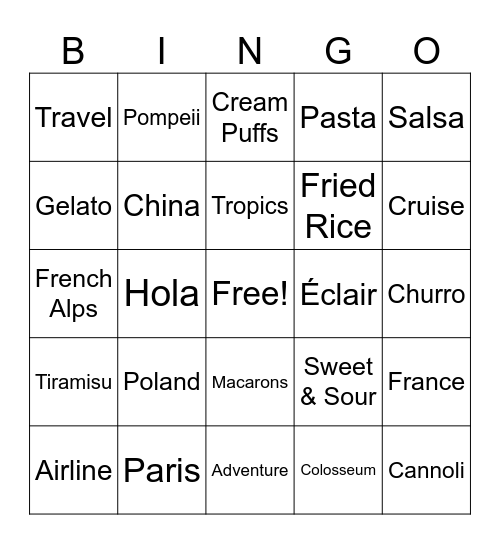 Passport Bingo Card