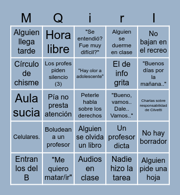 Bingo del Colegio Bingo Card