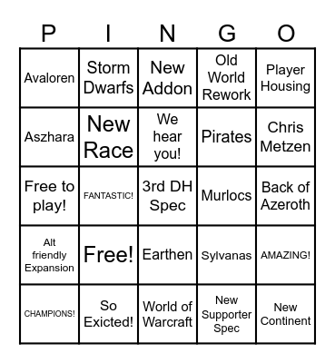 BlizzCon 2023 Bingo Card