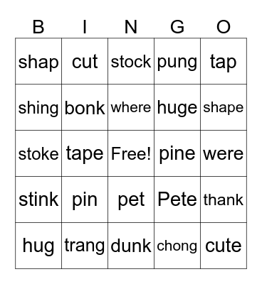 VCe Bingo! Bingo Card