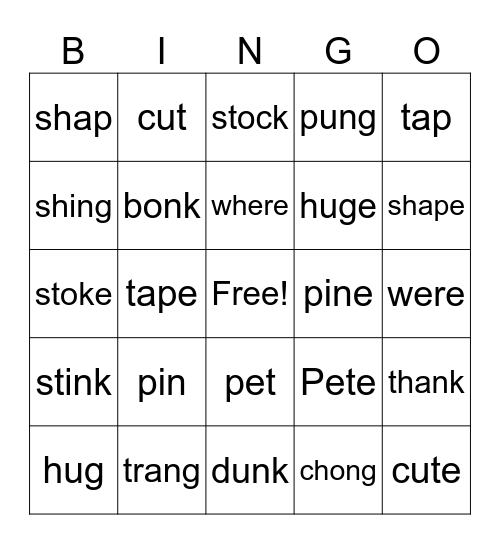 VCe Bingo! Bingo Card