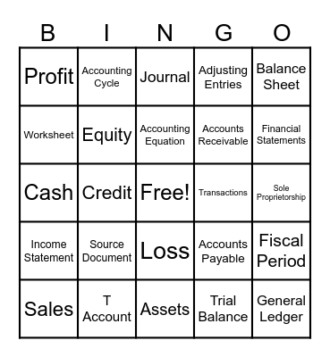 Accounting I Bingo Card