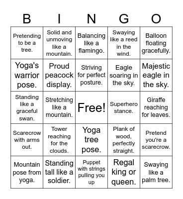 POSTURE Bingo Card