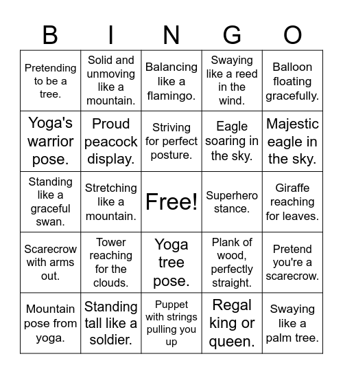 POSTURE Bingo Card