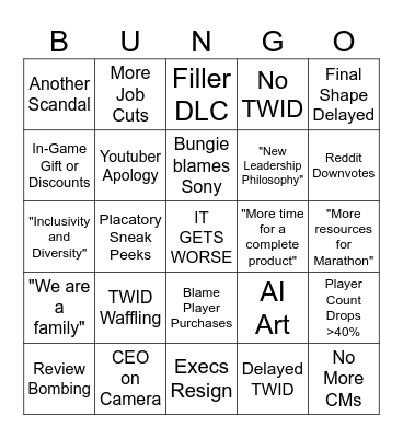 Bungo Bingo (It's Joever) Bingo Card
