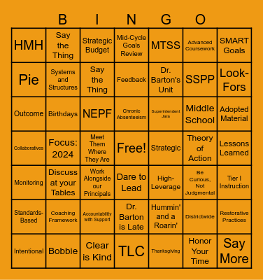 Teaching and Learning Bingo Card