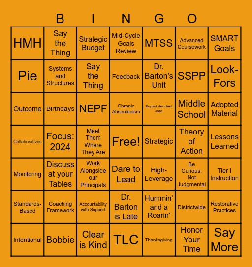 Teaching and Learning Bingo Card