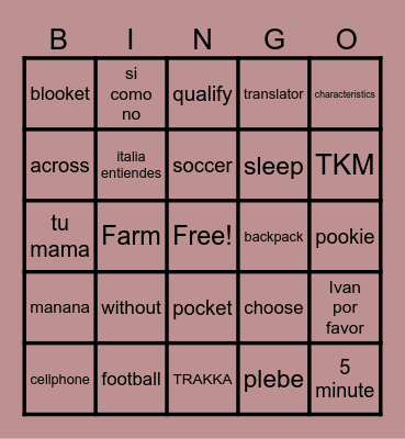 5TH PERIOD Bingo Card