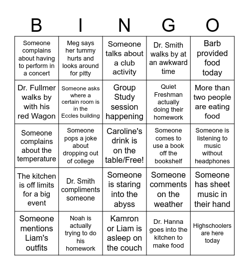 MUSIC LOUNGE BINGO Card