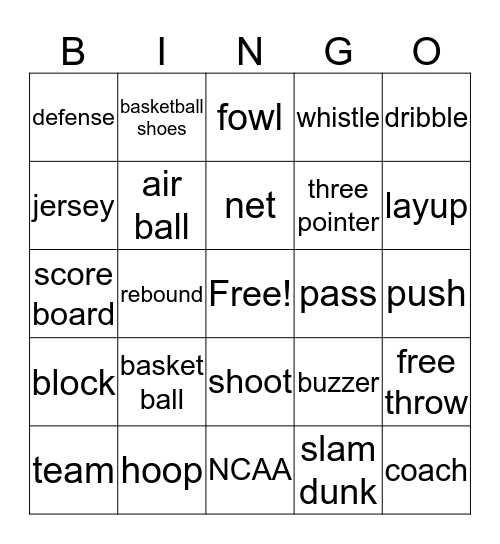 Beck's Basketball Bingo  Bingo Card