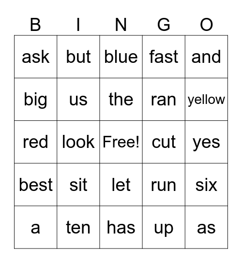 Dolch Sight Words and CKLA Tricky Words 2 Bingo Card