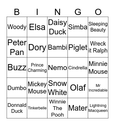 Disney Bingo Card