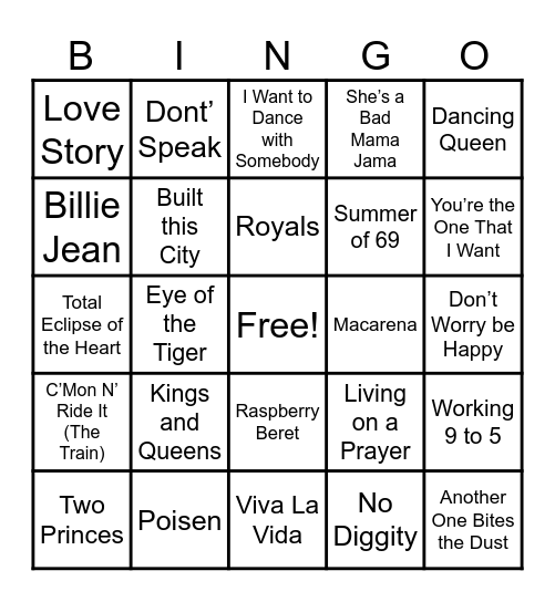 OPES MUSIC BINGO! Bingo Card