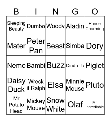 Disney Bingo Card