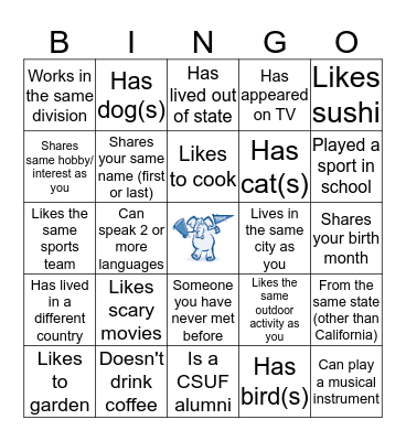 Getting-to-know-you Bingo Card