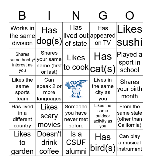 Getting-to-know-you Bingo Card