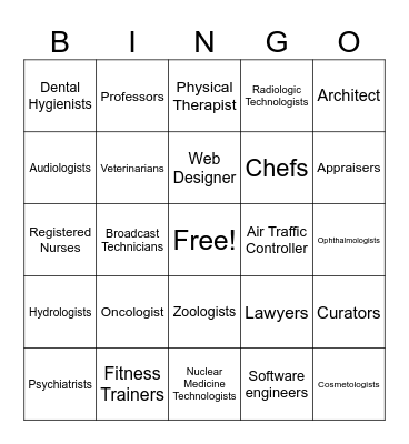 Career Bingo Card