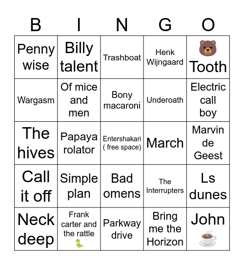 Jera 2024 Bingo Card