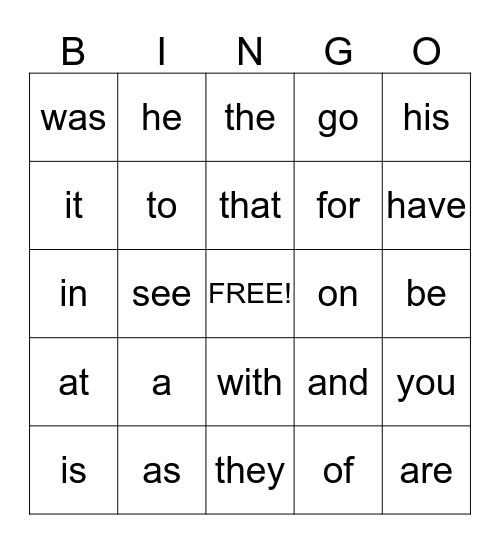 Sigh Word Bingo Card