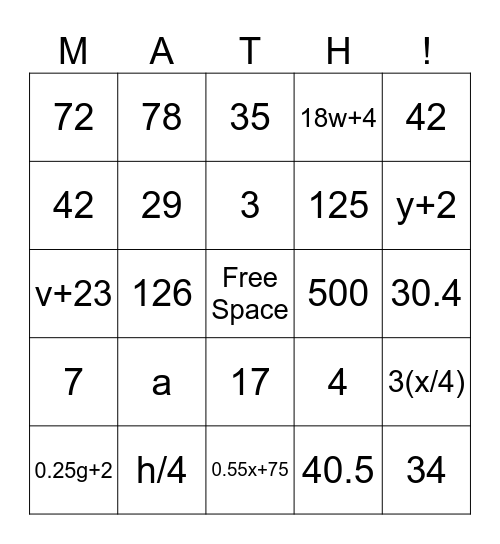 Lesson 3 Review Bingo Card