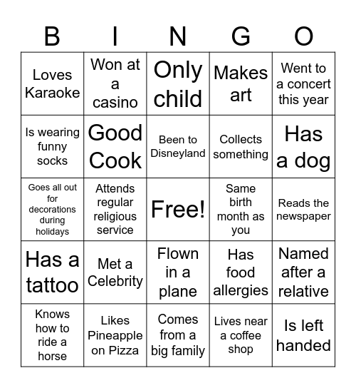 Golden BINGO Card