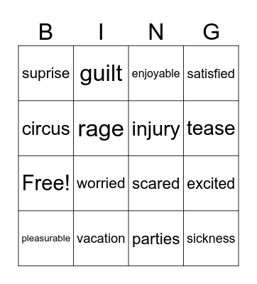 Week 4 Bingo Card