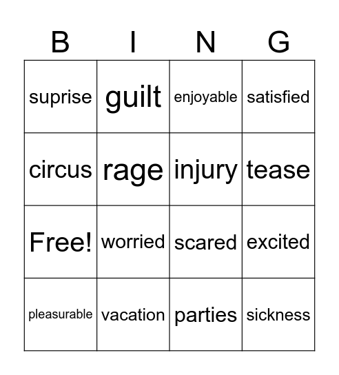 Week 4 Bingo Card