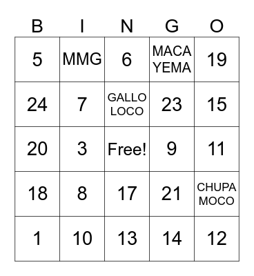 VARGAS THANKSGIVING BINGO Card