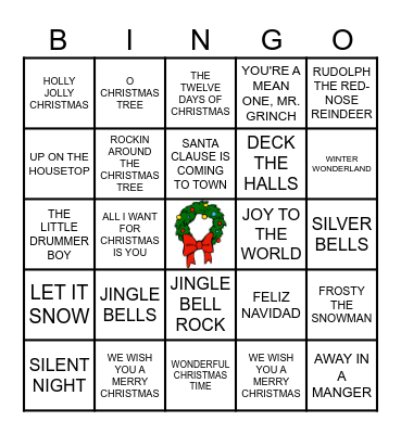 CHRISTMAS MUSIC BINGO Card