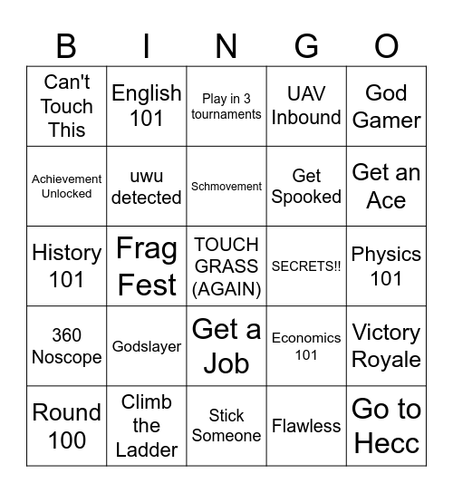 Fragfest Bingo HARD Bingo Card