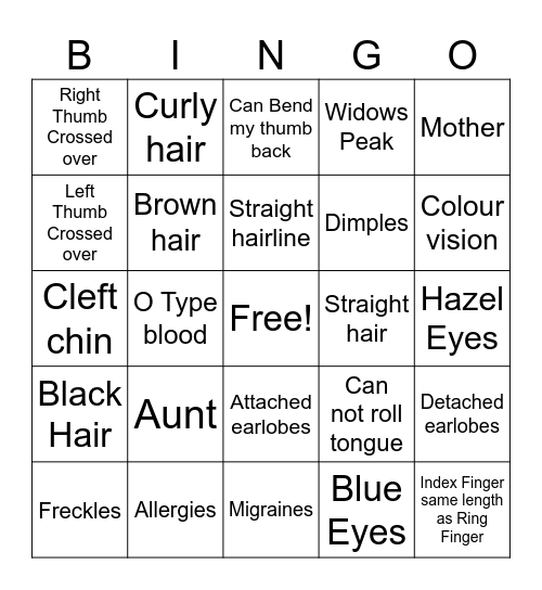 Heredity Bingo! Bingo Card